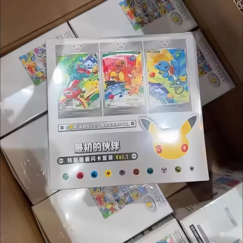 Original Pokemon 30th Anniversary Vol.1 Vol.2 Original Partner Special Illustration Set Gift Box PTCG Collectible Cards Toy CGS